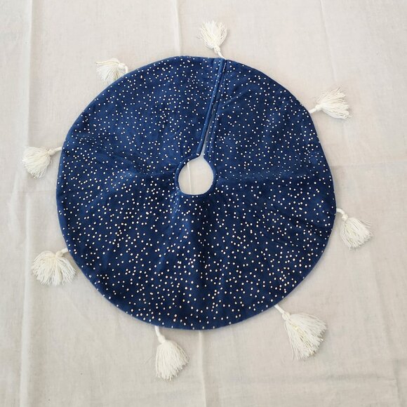 Wondershop - gold and navy blue mini tree skirt with tassels - Picture 1 of 11